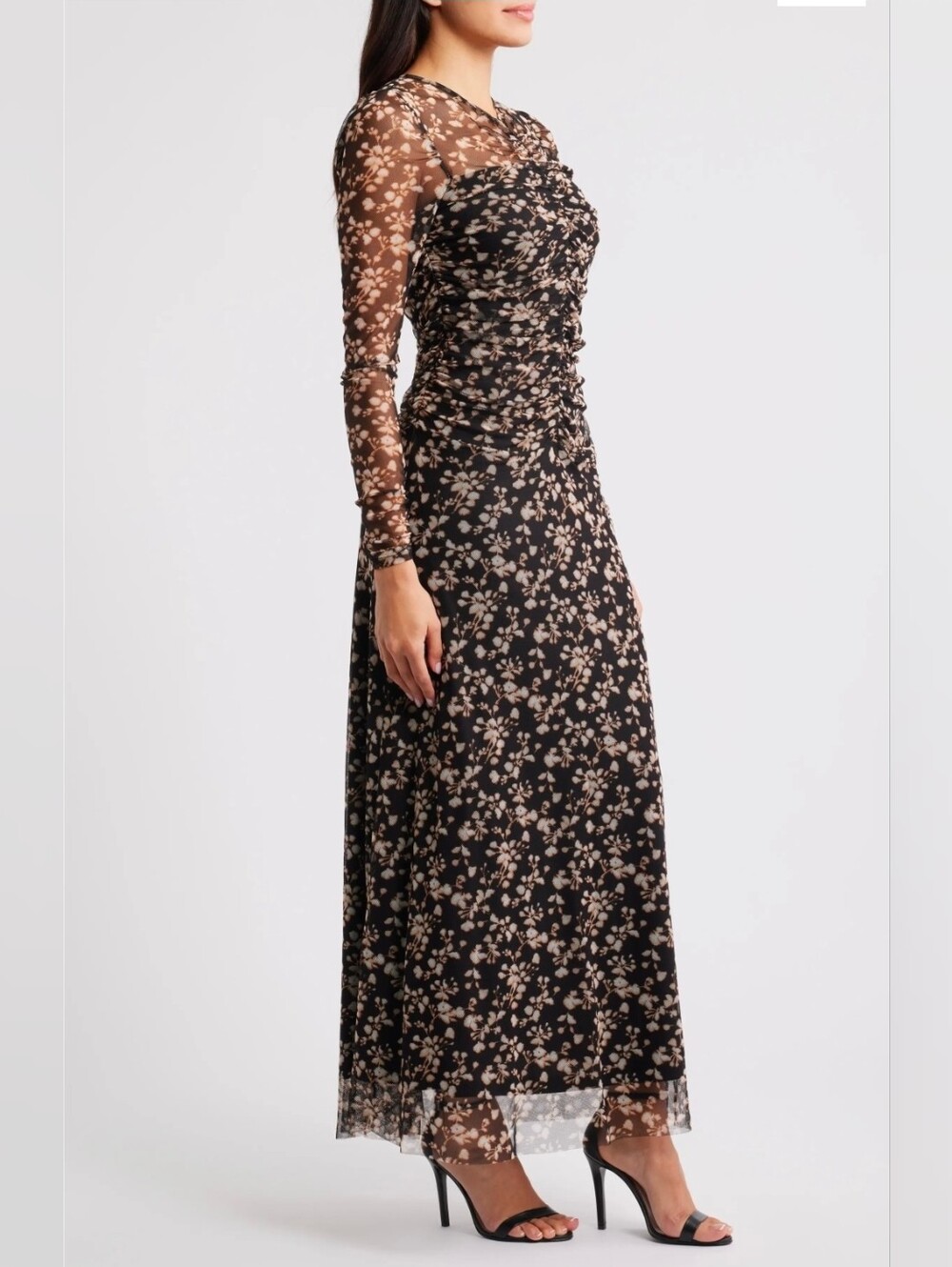 Parker The Willow Floral Long Sleeve Mesh Maxi Dress Size 2